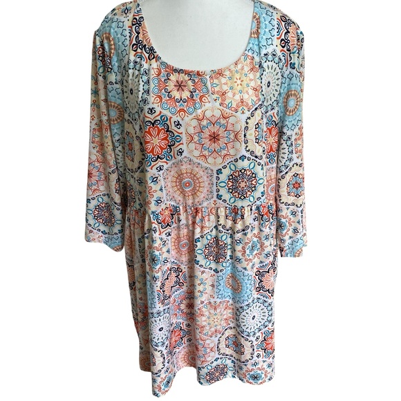 Nanu vibrant colourful soft stretch jersey knit tunic top. Sz 3X - Picture 1 of 16
